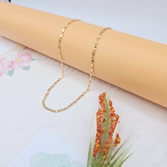 Rose Gold Flat Link Chain Necklace – 45+5cm / 17.7+2 Inch Adjustable, XPNL0021 - Picture 2 of 11